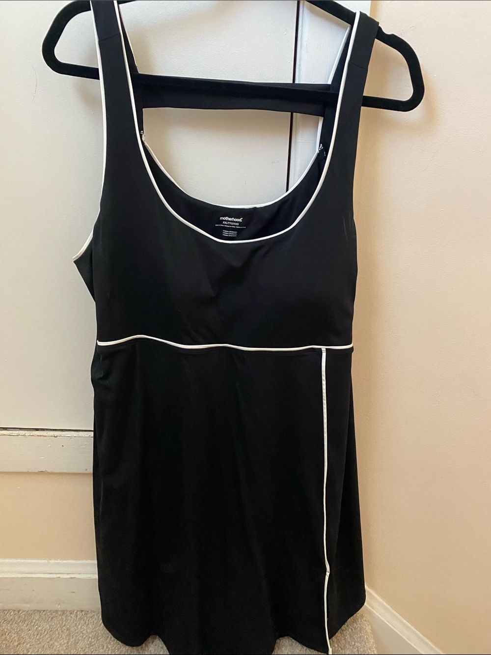 Motherhood Maternity Black Tank Dress with White Piping
